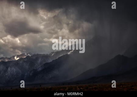 Eastern Sierra Nevada Mountains during Thunderstorm, Highway 395 near Lone Pine, Owens Valley, Inyo County, California, USA