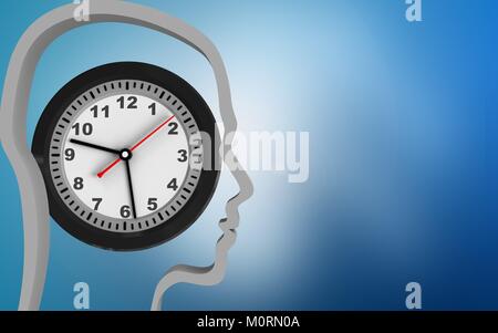 3d illustration of clock over blue background with Stock Photo - Alamy
