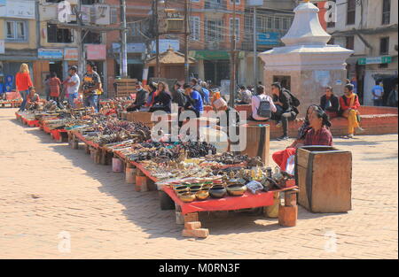 People visit Durbar Square street market in Kathmandu Nepal. Stock Photo