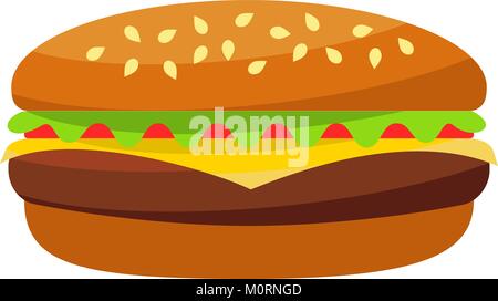 Colorful burger hamburger cheeseburger fast food icon poster. Stock Vector