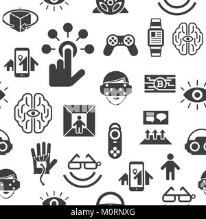 Digital vector virtual augmented reality concept set collection objects color simple flat icon, next generation gaming Stock Vector