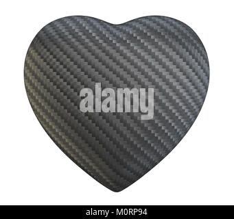 Carbon fibre heart shape isolated over white background Stock Photo