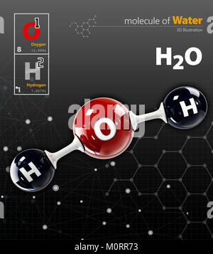 3d illustration of a water molecule isolated on white background Stock ...