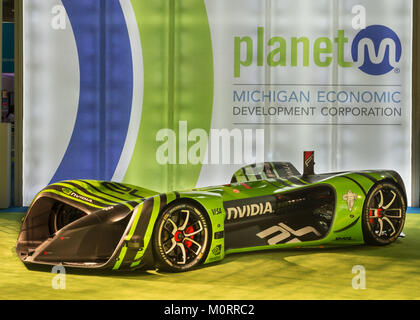 DETROIT, MI/USA - JANUARY 17, 2018: NVIDIA DRIVE PX 2 racecar at the North American International Auto Show (NAIAS). Stock Photo