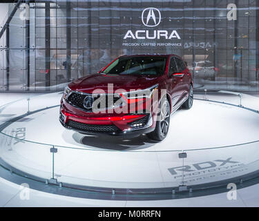 DETROIT, MI/USA - JANUARY 17, 2018: A 2019 Acura RDX car at the North American International Auto Show (NAIAS). Stock Photo