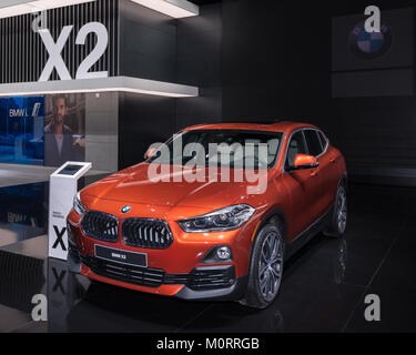 DETROIT, MI/USA - JANUARY 17, 2018: A 2018 BMW X2 car at the North American International Auto Show (NAIAS). Stock Photo