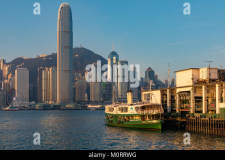 Hong Kong China Asia Jan 14, 2018 Star ferries at the Tsim Sha Tsui terminal Stock Photo