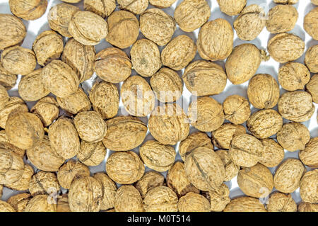 Food background, macro shot of a group of walnuts Stock Photo