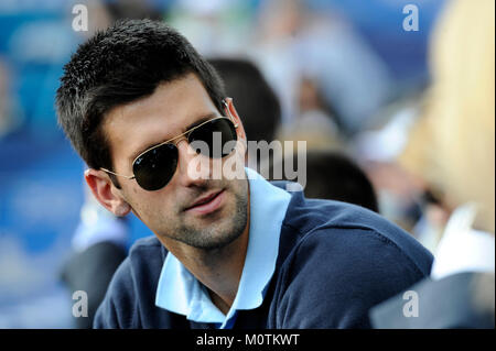 Belgrade, Serbia, May 9, 2010: Serbian tennis player Novak Djokovic in the public Stock Photo