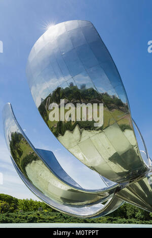 Floralis Generica public art metal sculpture in Buenos Aires, Argentina Stock Photo