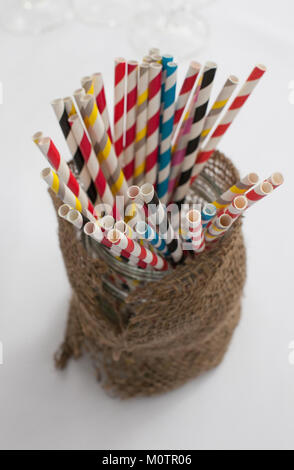 Multi coloured paper drinking straws Stock Photo