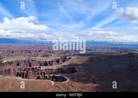 View of the White Rim Trail taken from Grand View Point in Canyonlands National Park. Stock Photo