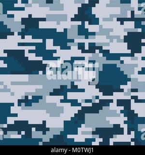 Digital pixel camouflage seamless pattern. Vector Texture in winter colour Stock Vector