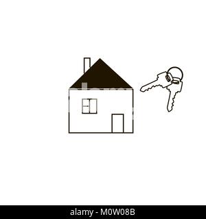 Icon simple house with keys isolated on a white background. Stock Vector