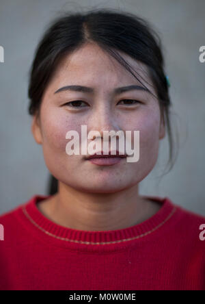 Portrait of a North Korean woman, North Hamgyong Province, Jung Pyong Ri, North Korea Stock Photo