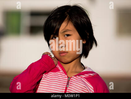 Portrait of North Korean girl, Pyongan Province, Pyongyang, North Korea Stock Photo