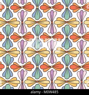 Seamless background, vector pattern with floral pattern made of simple doodles. Cartoon flowers Stock Vector