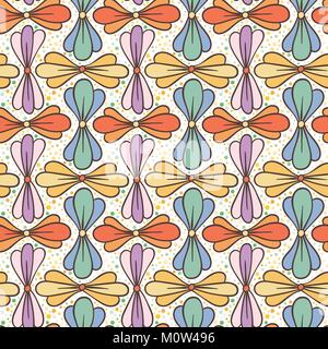 Seamless background, vector pattern with floral pattern made of simple doodles. Cartoon flowers Stock Vector