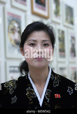 Portrait of a North Korean woman, Pyongan Province, Pyongyang, North Korea Stock Photo