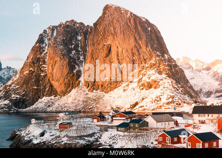 Hamnoy, Lofoten islands, Norway. winter view in a sunny day Stock Photo