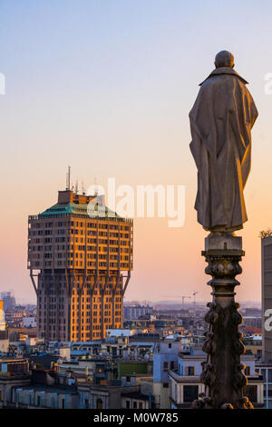 Italy,Lombardy,Milan,Velasca Tower viewed from the Duomo roof Stock Photo