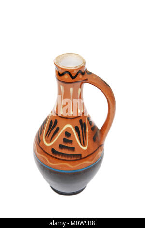 Ceramic painted, traditional jug on white background Stock Photo