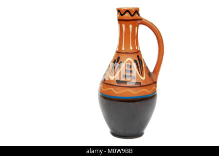 Ceramic painted, traditional jug on white background Stock Photo
