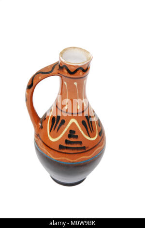 Ceramic painted, traditional jug on white background Stock Photo