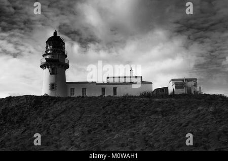 Todhead Lighthouse Black and White Stock Photo