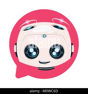 Chatbot Cute Robot In Chat Bubble Icon Isolated Chatterbot Technology Concept Stock Vector