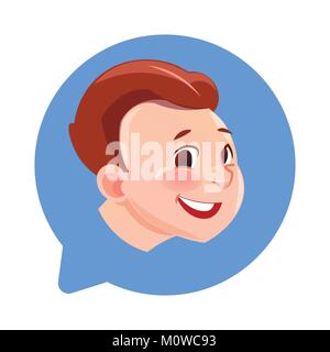 Profile Icon Male Head In Chat Bubble Isolated, Man Avatar Cartoon Character Portrait Stock Vector