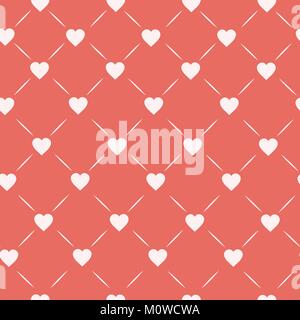 Hearts Connected With Lines On Pastel Pink Background Valentines Day Vintage Seamless Pattern Stock Vector