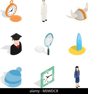 Satellite icons set, isometric style Stock Vector