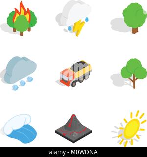 Gas environment icons set, isometric style Stock Vector