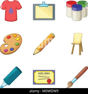 Graphic project icons set, cartoon style Stock Vector