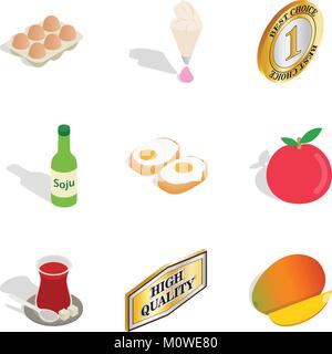 Storefront icons set, isometric style Stock Vector