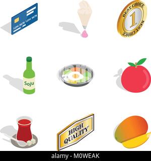 Big market icons set, isometric style Stock Vector