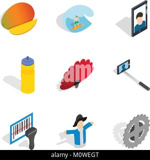 Dependence icons set, isometric style Stock Vector