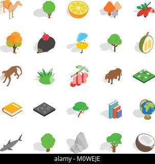 Forest life icons set, isometric style Stock Vector
