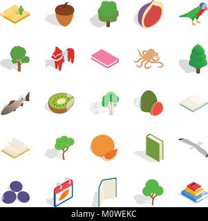 Recycling timber icons set, isometric style Stock Vector