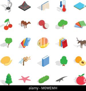 Care of flora icons set, isometric style Stock Vector