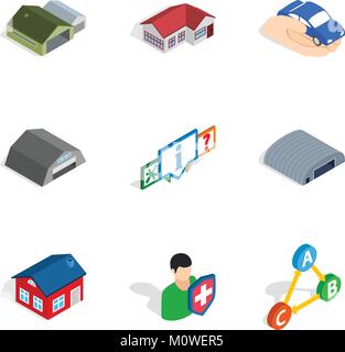 Slipway icons set, isometric style Stock Vector