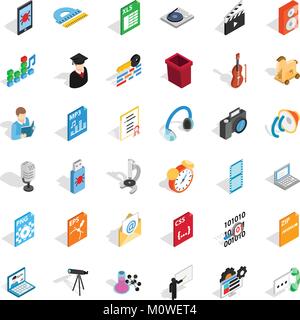 Modern post office icons set, isometric style Stock Vector