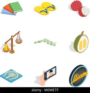 Happiness icons set, isometric style Stock Vector