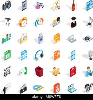 Postal equipment icons set, isometric style Stock Vector