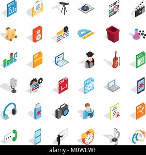 Mail equipment icons set, isometric style Stock Vector