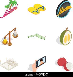 Enjoyable icons set, isometric style Stock Vector