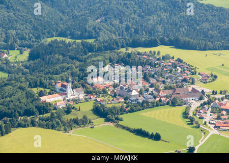 Aerial view of Rottenbuch, Weilheim-Schongau district, Bavaria, Germany Stock Photo