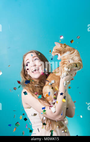 Surprise Party Cat Stock Photo