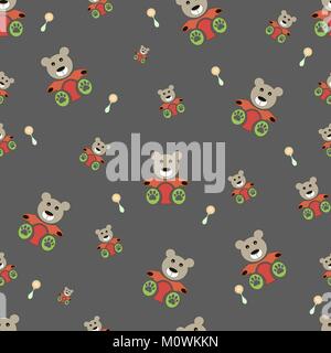 teddy bear seamless pattern. bear doll seamless pattern Stock Vector